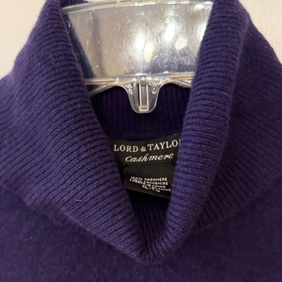 Cashmere Lord & Taylor Deep Purple Turtleneck Sweater - Picture 4 of 11